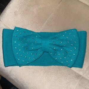 Claire's Turquoise Knit Headband with Rhinestones